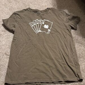 Lucky Brand Olive Embroidered Graphic Tee